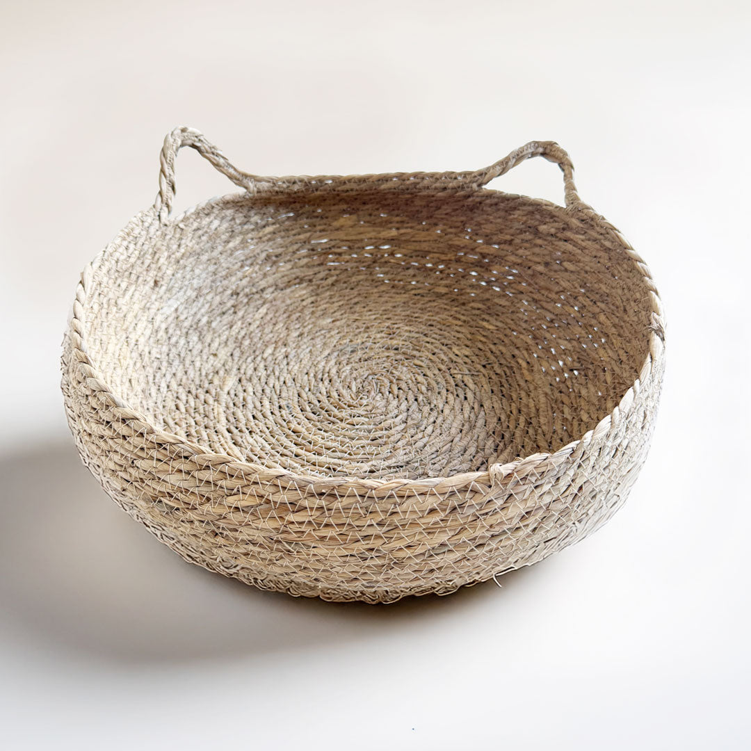 Handmade Woven Rattan Cat Bed with Cushion