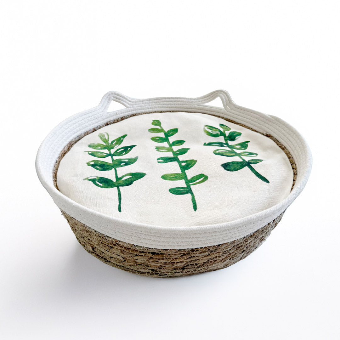 Handmade Woven Rattan Cat Bed with Cushion