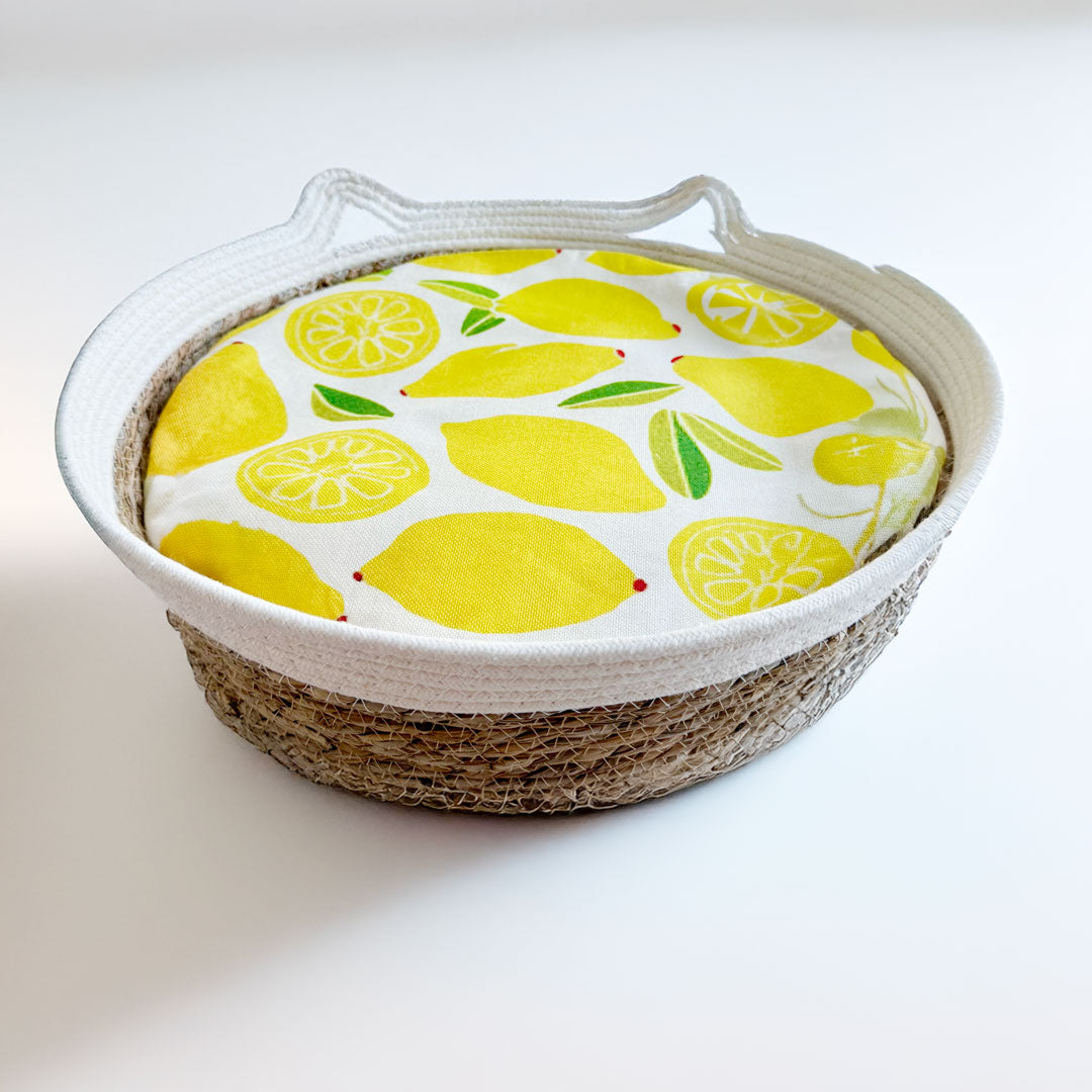 Handmade Woven Rattan Cat Bed with Cushion